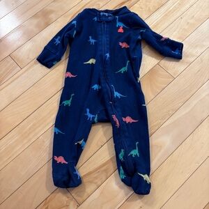 🦕  Baby Gap Dino print one piece 🦖navy blue 0-3 months dinosaur footie zipper